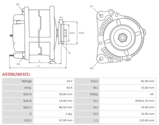 Alternator Nowy Oryginalny  NIKKO A9396(NIKKO)