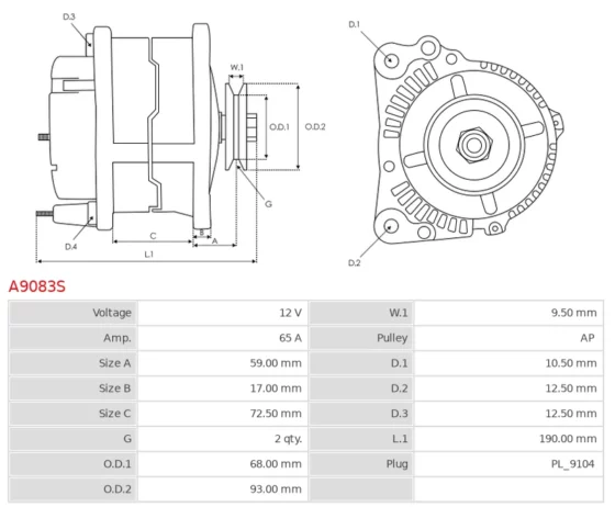 Alternator AGRIFULL 100 5.4; 100 5.4; 100 DT 5.4; 100 DT 5.4; 110 5.9; 110 DT 5.9; 140