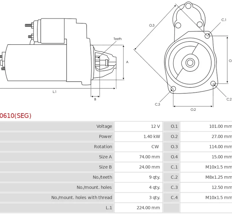 Rozrusznik Brand new OEM SEG Starter motor