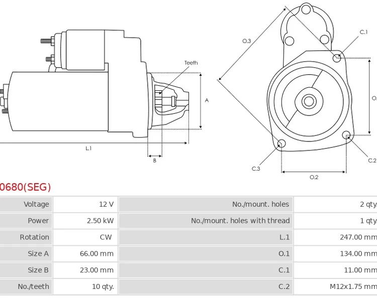 Rozrusznik Brand new OEM SEG Starter motor