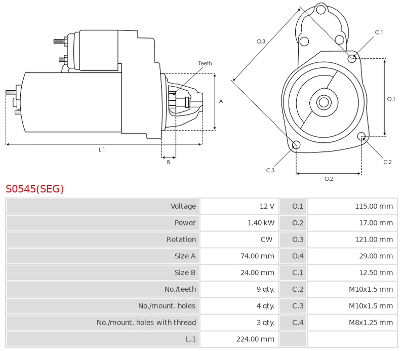 Rozrusznik AUDI A8 6.0 W12 Quattro; Q7 4.2 FSi Quattro; RS6 5.0 Quattro; RS6 5.0 Quatt