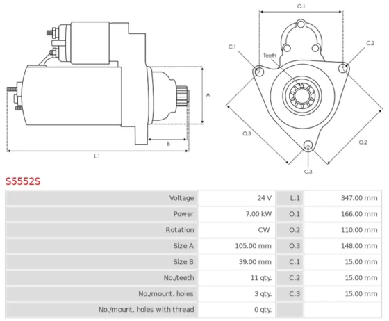 Rozrusznik HITACHI Zaxis 800 15.7; Zaxis 800HBE 15.7; ZW370-6 15.7; ZW550-6 15.7; ZX45