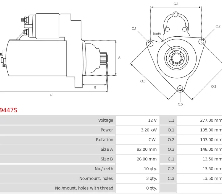 Rozrusznik BUHRER OS 13; HOLDER B50 2.5; B51 2.5; JCB 406; LANDINI 4068 Serie 60; 50;
