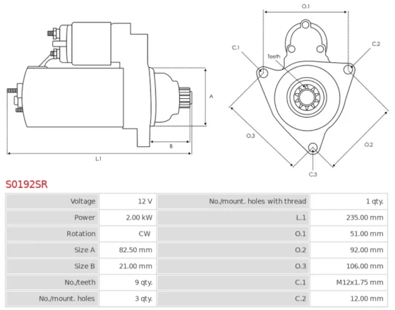 Rozrusznik LT 28-35 2.5 TDi  LT 40-55 2.5 TDi [ANJ]  [APA]  [AVR] 05.1999-07.2006