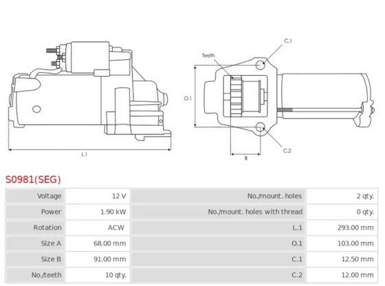 Rozrusznik Brand new OEM SEG Starter motor