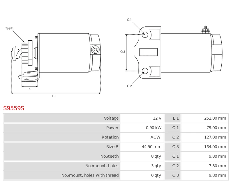 Rozrusznik EVINRUDE E150 2.5; E150CX 2.5; E150STL 2.5; E150TL 2.5; E150TRL 2.5; E150TR